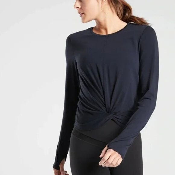 Athleta Women's Essence Twist Top Activewear Size S Yoga Workout Thumbholes - Picture 1 of 11